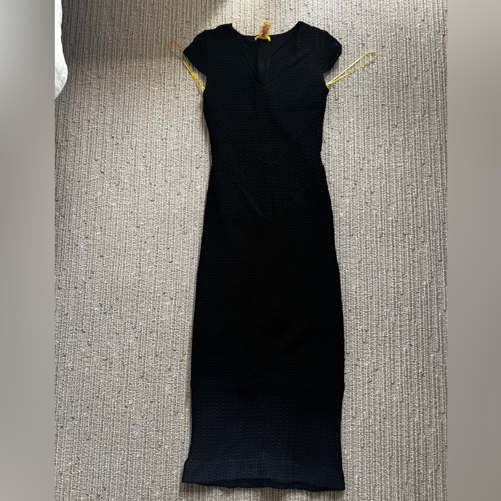 Catherine Malandrino black woven midcalf dress size medium
